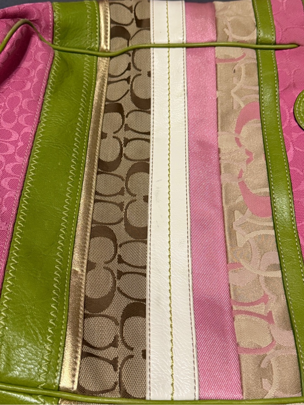 Y2K Coach Daisy Bleecker Striped Patchwork Tote Shoulder Bag Purse - Picture 3 of 10